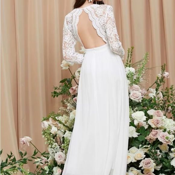 Lulus Awaken My Love White Long Sleeves lace maxi Dress size XL - Picture 3 of 14